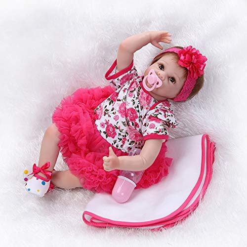 RoyalDoll 22 Inch Reborn Baby Doll Girl Realistic Baby Doll Weighted Vinyl Silicone Eyes Open Design Newborn Baby Doll Children