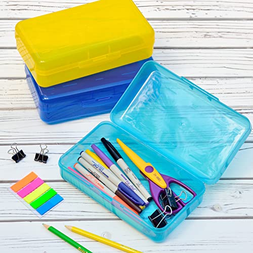 Youngever 5 Pack Plastic Pencil Box, Pencil Case Box, Translucent Pencil Boxes, School Supply Box, Multi - Image 3
