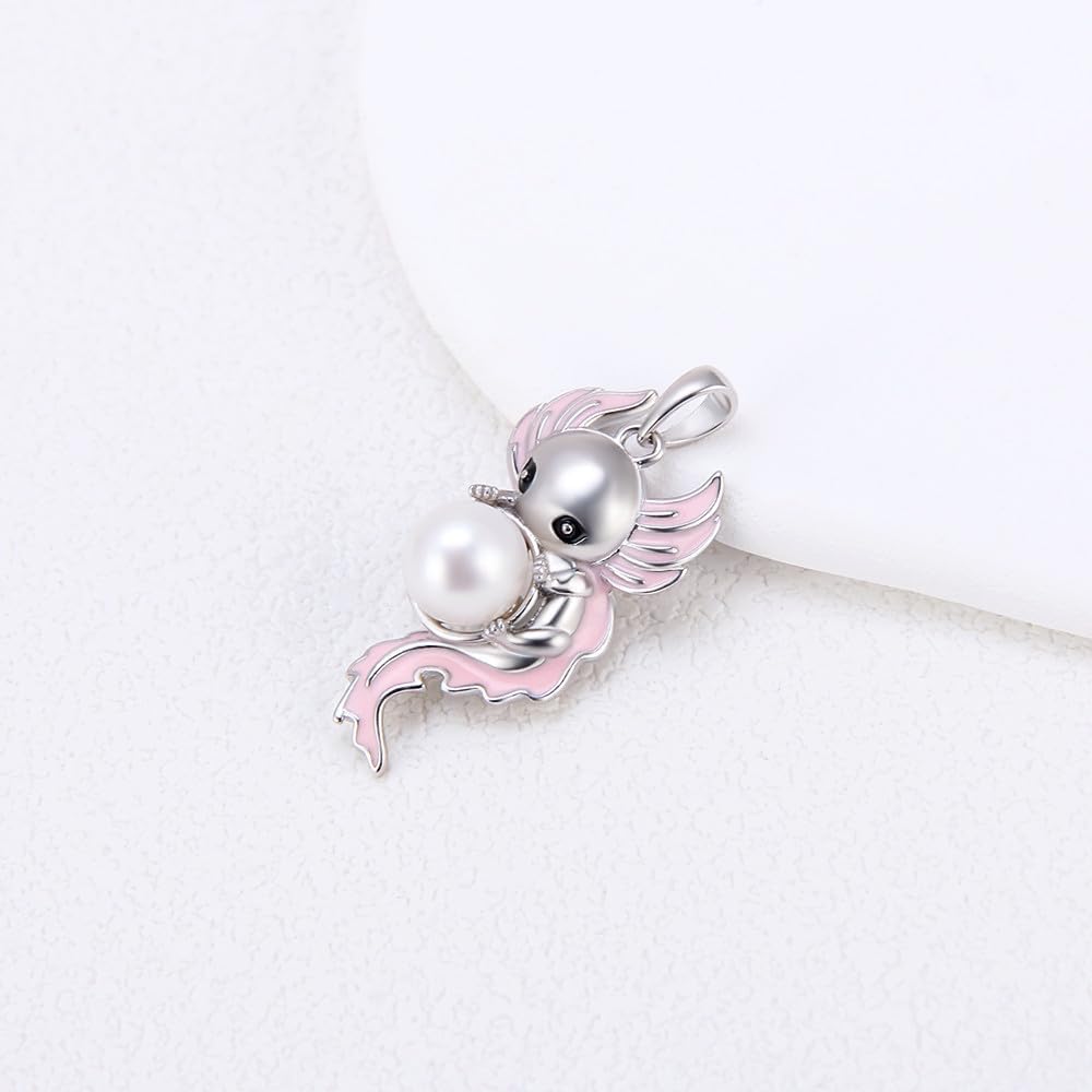 Pink Axolotl Pearl Bail Pendants for Pearl Jewely Making Sterling Silver