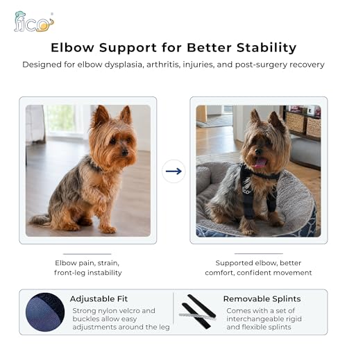 Fico Double Dog Elbow Brace for Both Front Legs, Elbow Dysplasia & Arthritis Support, Vet Approved, Adjustable with Removable Splints, Orthopedic Dog Shoulder Brace for Injuries & Recovery (Small) by Fico - Used condition - Image 2