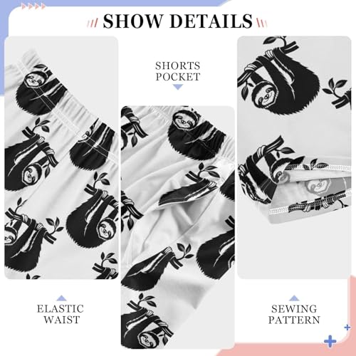 ZZXXB Black Sloth Boys Long Pants Soft Trousers Elastic Waist Kids Lounge Bottoms with Pockets S-XL4