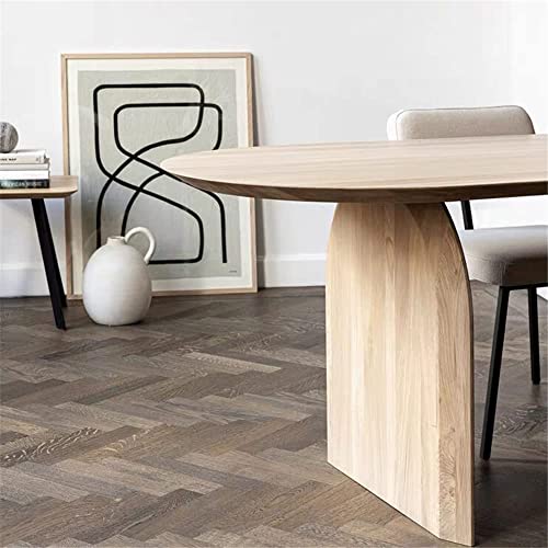 Niuyao Modern Solid Oval Table With Double Pedestal, Natural Wood Wabi-Sabi Style Simplicity Furniture For Dining Room Kitchen Leisure -Light Wood 63" L X 27.5" W X 29.5" H #TOP4