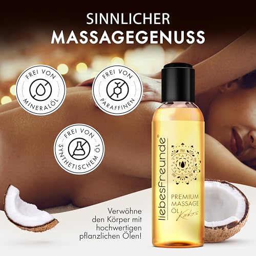 Liebesfreunde® Erotik Massageöl Kokos zur Entspannung - Erotisches Massage Öl für Körper & Seele, 150 ml