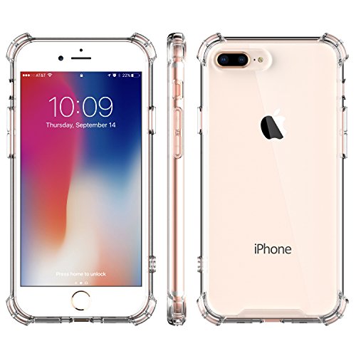 For iPhone 8 Plus Clear Case, Shamo's Clear Cover Hard Back Thin Case Shockproof Cover TPU Bumpers, Transparent Anti-Scratch Protective Covers, Shamo's (For iPhone 8 Plus/7 Plus)