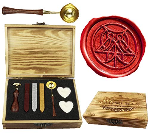 Kit de tampons chouette CTEB en bois anti coulure pour sceller enveloppes