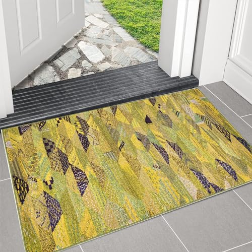 Tapis de cuisine jaune devant évier : protection absorbante anti-glisse - 3