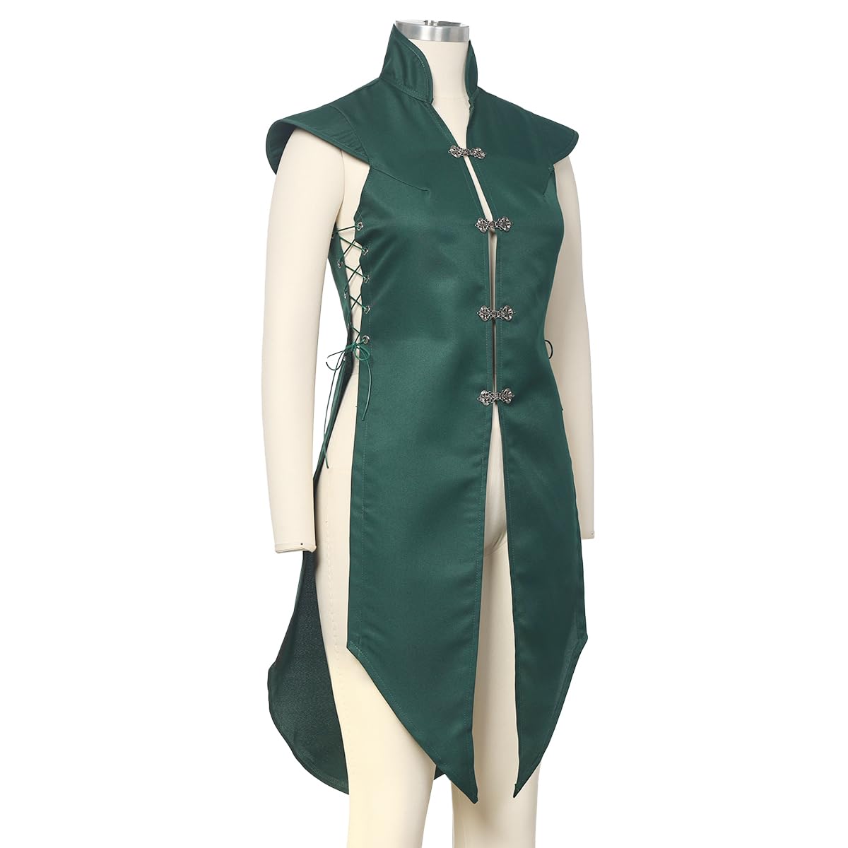 Gilet medievale rinascimentale da donna, stile vichingo, senza maniche, giacca lunga vintage