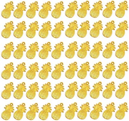 Mystart 100 Pcs Mini Gold Alloy Pineapple Fruit Charms Pendants for Bracelet Necklace Earrings Crafts Making
