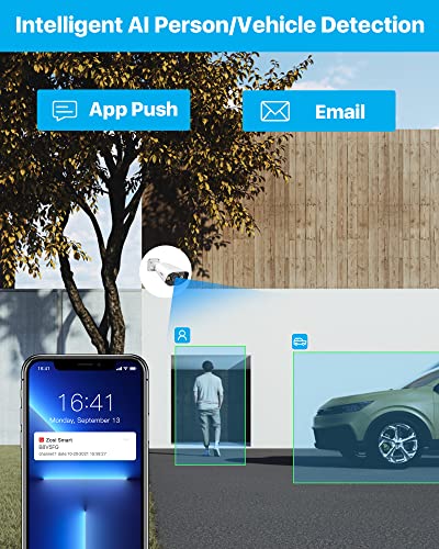 Image of ZOSI 2 Pack 5MP PoE IP Camera with Person Vehicle Detection, Outdoor Indoor Security Camera with 2-Way Talk, Color Night Vision, Smart Light&Sound Alerts, Only Compatible POE NVR System