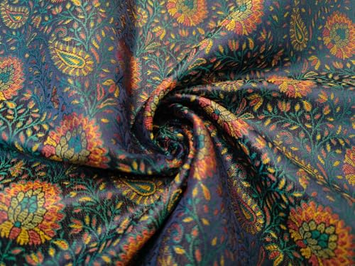 Tissu brocart de soie bleu sarcelle pour costume de cérémonie et vestes