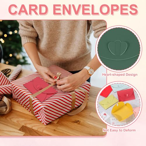 PATIKIL Mini Kartenumschläge 103x72mm Niedliche Kartenhalter Mit Herzverschluss Für Geburtstage Hochzeiten Geschäftskarten Grußkarten (Dunkelgrün Packung Mit 50 Stück)
