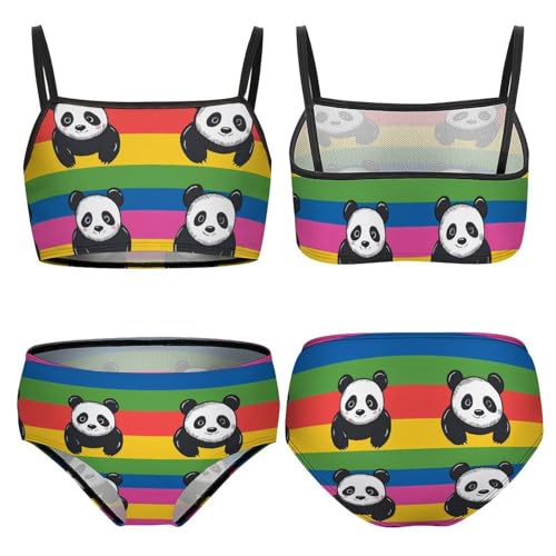 Colorful Panda Girls Bikini Swimsuit Two Piece Bathing Suit Beach Swimwear3