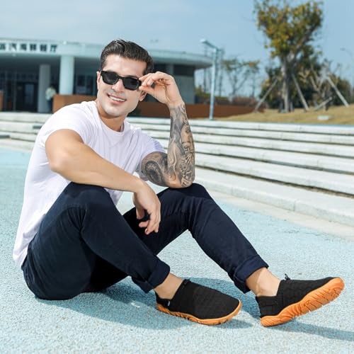 MCRONJI Barefoot Water Shoes, Minimalist Running Sneakers, Beach Outdoor Shoes, Men and Women Black