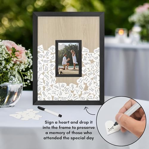 Americanflat 12x16 Wedding Guest Book Alternative with 80 Heart Tokens - Fits 4x6 Photo - Token Shadow Box - Ideal for Wedding Reception Guest Book, Wedding Decorations, Bridal Showers - Black by Americanflat - Image 4
