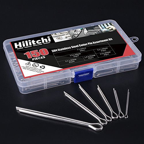Hilitchi 150-Pcs 304 Stainless Steel Cotter Pin Assortment Kit For Automotive Mechanics Small Engine Repair #TOP5