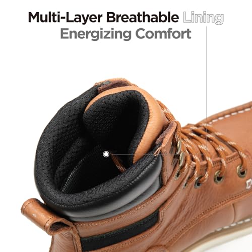 Image of SUREWAY 8 inch Soft Toe Work Boots for Men - GoodyearWelt Full Grain Leather, Lace Up Moc Toe Work Shoes, EH Construction Oil /Slip Resistant, Durable Rubber Sole Boots for Warehouse, Factory, Daily Wear