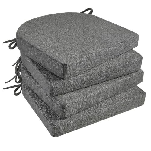 Basic Beyond Chair Cushions for Dining Chairs with Ties and Removable Cover, 2" Thick Seat Cushions for Kitchen Chairs, Set of 4, 17" x 16", Dark Grey by Basic Beyond - Used condition - US$41.70