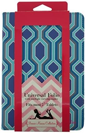 Bonnie Marcus Universal 7 inch Tablet Folio Case with Multiple Viewing Angles - Geometric Pattern/Blue
