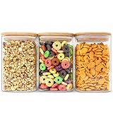 Glass Jar with Bamboo Lid, Square Shape Glass Jars with Airtight Lids, Glass food storage Container