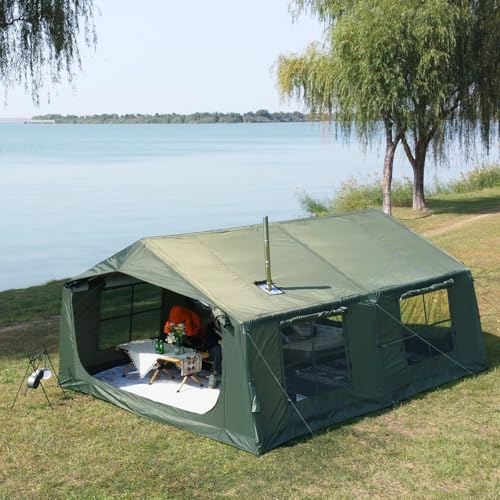 Inflatable Family Camping Tent with Hand Pump - Accommodates 8-12 People, Waterproof 4 Season Tent with Stove Jack, Easy Setup for Outdoor Adventures - Image 9