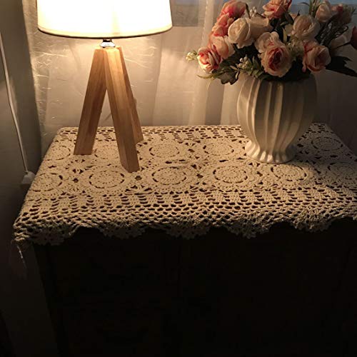 Damanni Rectangular Cotton Handmade Crochet Lace Table Runner Doilies Table Dresser Scarf Décor,16 Inch By 47 Inch，Beige #TOP2