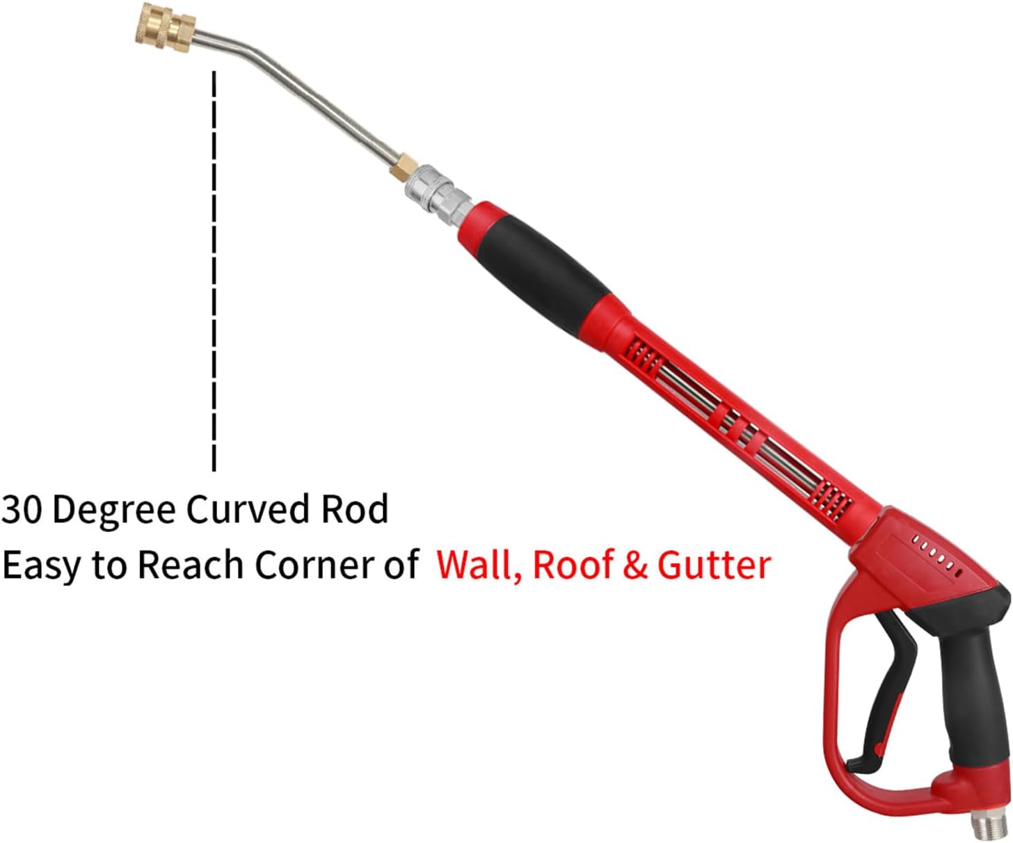 Upgraded Pressure Washer Gun with Extension Replacement Wand, M22 Fitting,7 Inch 30 Degree Curved Rod, 5 Nozzle Tips, 5000 PSI, 47 Inch