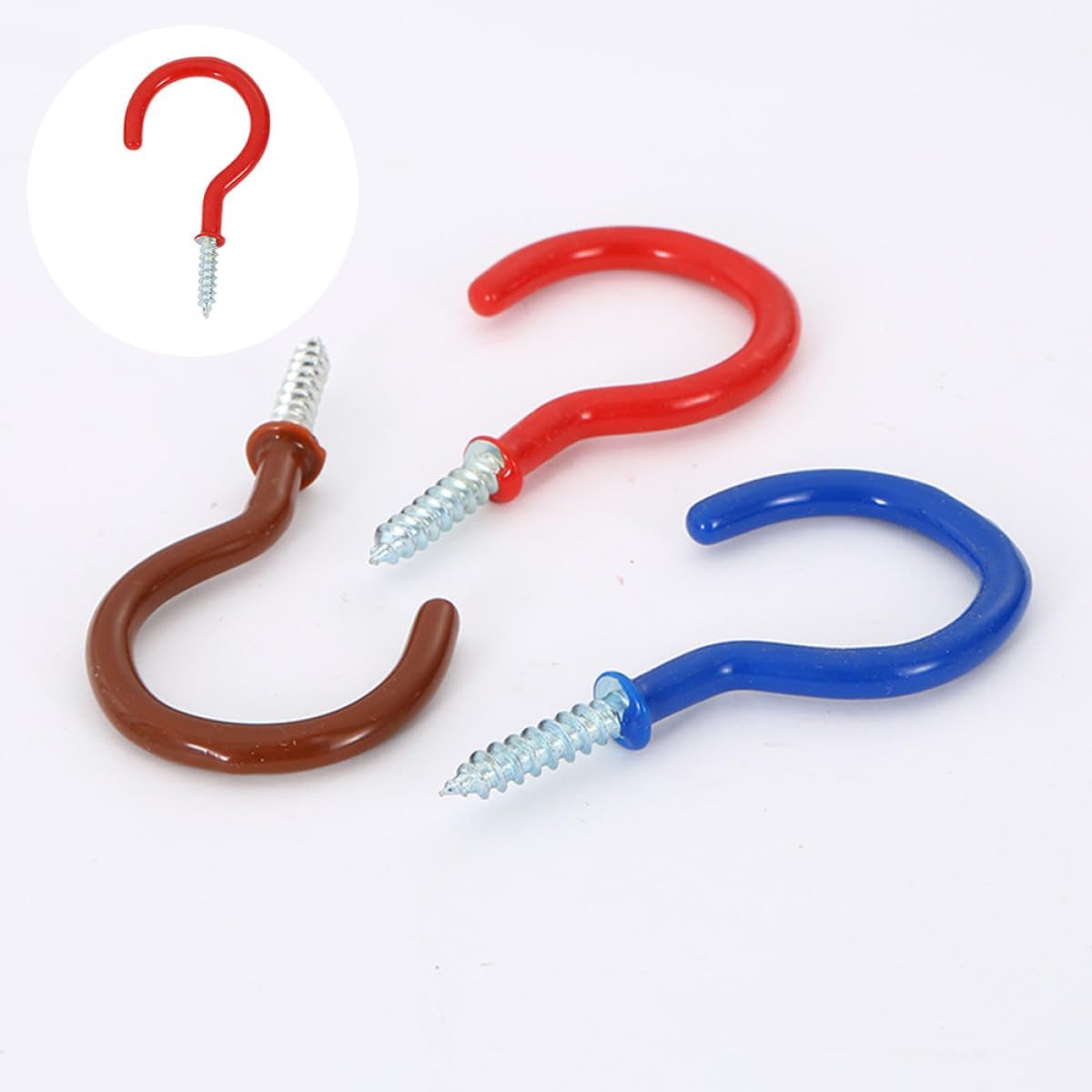24pcs Colorful Screw-in Cup Hooks Heavy Duty Alloy Ceiling Hooks for Hanging Plants, Light Fixtures, and Decorations, Suitable for Indoor and Outdoor Use