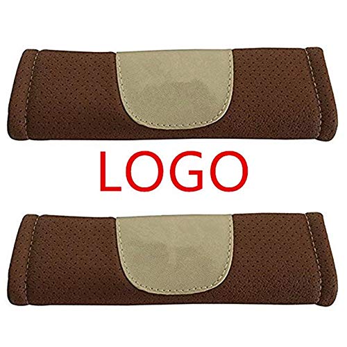 2 unids Hyundai Logo Piel Correa del asiento del coche Correa Correa Almohadillas Accesorios Accesorios Aptos para Hyundai Accent Elantra Star Kona Nexo Santa Fe Sonata Veloster Tucso (Marrón)