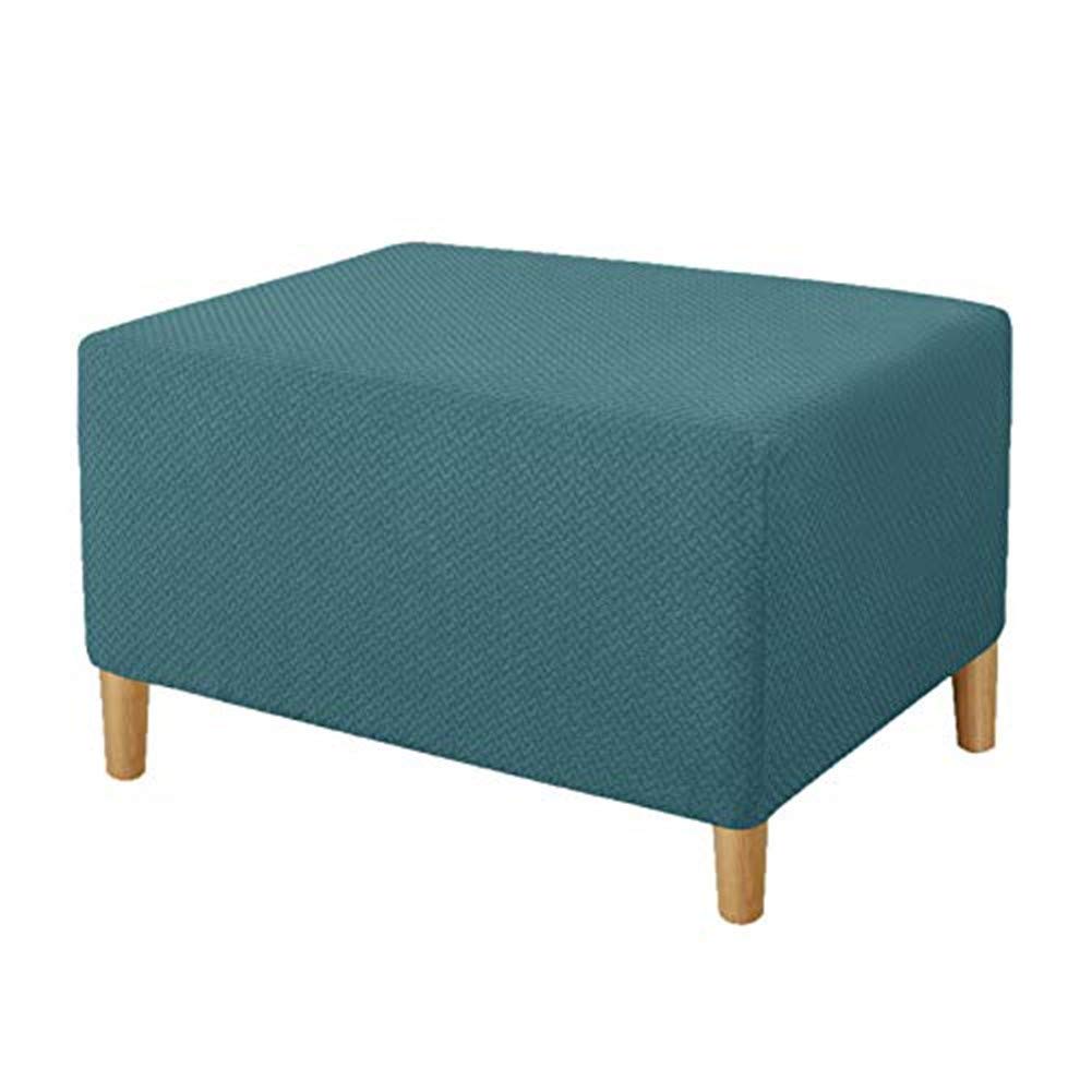 Sylc Teal Footstool Cover Rectangle, Ottoman Covers Stretch, Storage Stool Cover, Footstool Protector Cover Dustproof, Ottoman Slipcovers (,S)