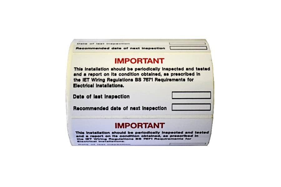iSigns Periodic Inspection Label Roll, 100 Self-Adhesive Vinyl Next Inspection Labels (75 x 35mm)