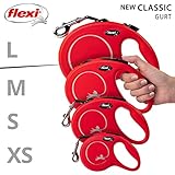 flexi® Classic M | 5m Gurt Roll-Leine für Hunde bis 25 kg | Rot | ausziehbare Hundeleine | Gewicht 274 gr | Maße 11.6 x 18.8 cm