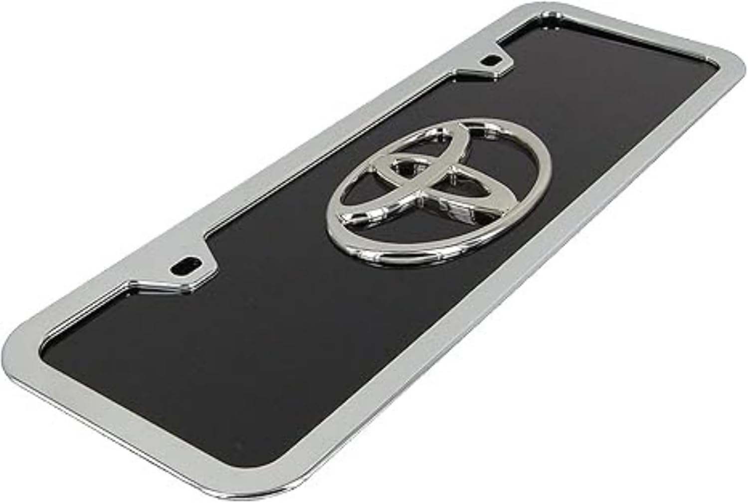 Au-TOMOTIVE GOLD INC. Officially Licensed Chrome Logo on Black Acrylic Mini License Plate Kit for Toyota