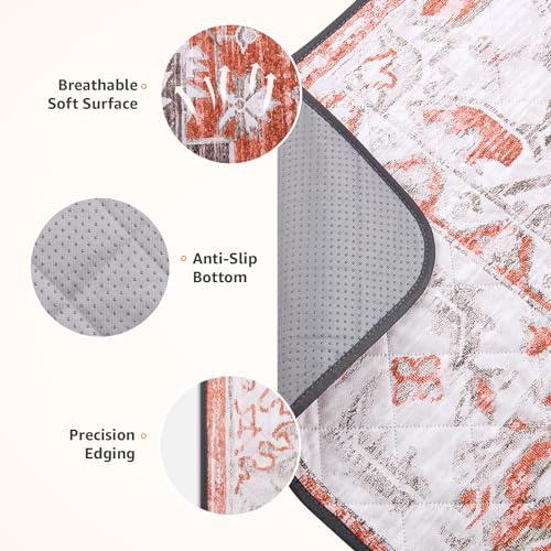 Image of LOOBANI Washable Pee Pads for Dogs, 1 Pack Super Absorbent Reusable Puppy Pads Leakproof Dog Traning Pads, Waterproof Non-Slip Whelping Pad for Floor, Playpen, Crate, Couch-72 x72 (Red-Orange)