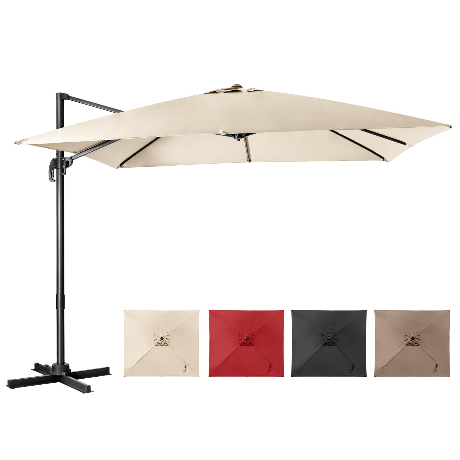 COSTWAY 3x3M Beige Cantilever Parasol in an outdoor setting