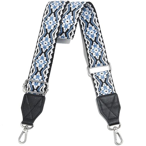 Image of Purse Strap,1.5 inch Leather End Shoulder Strap Adjustable Replacement,Retro Multi-Pattern Crossbody Bag Straps