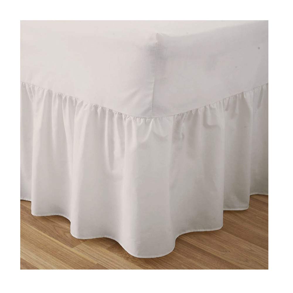 Fitted Valance Sheets King Size Kingsize Bed Sheets Dyed 9.5 '' deep Plain Poly Cotton Bedding 11'' Frilly Drop, Cream