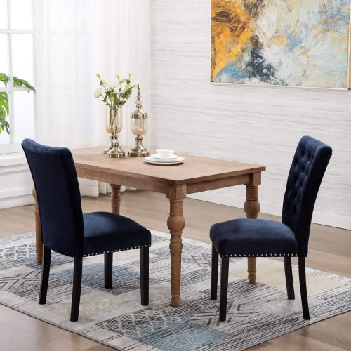Adochr Velvet Parsons Upholstered Dining Chair, Accent Chairs Dining Room Chairs Set Of 2(Blue) #TOP6