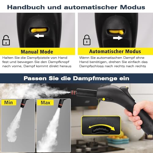 Waitbird Mehrzweck Dampfreiniger,Dampfreiniger für alles-21-teiliges Zubehör,t,Reinigen Sie,polstermöbel,Sofa,fliesen,boden,fenster,auto,polster