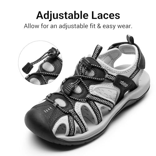 DREAM PAIRS DREAM PAIRS Women's Hiking Sandals Adventurous Summer Sports Shoes Outdoor,Size 10,Black/Light Grey,DWUMST2502
