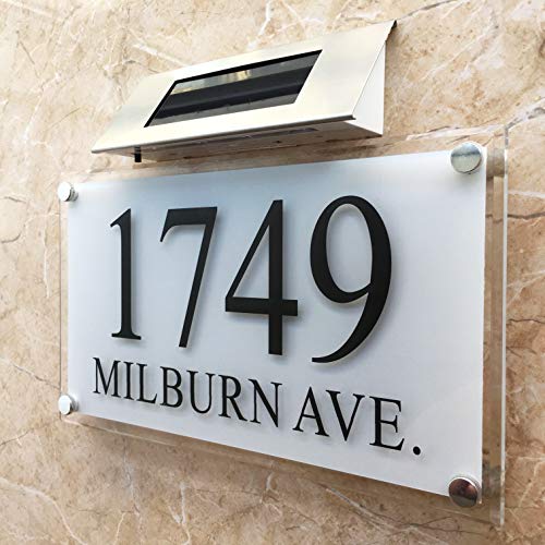 Plaque de numéro de maison solaire LED design effet cristal luxe