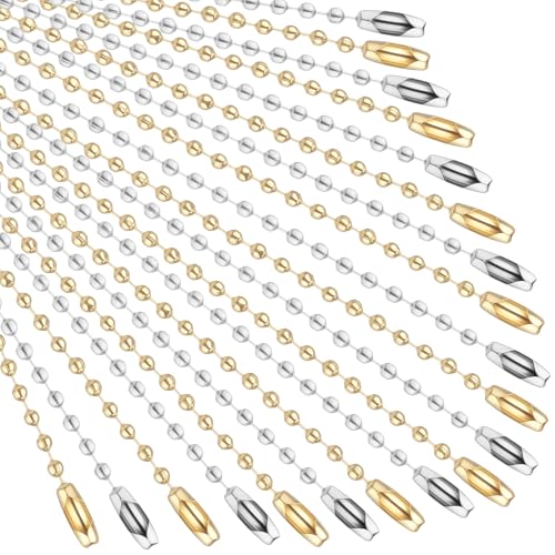 Hicarer 200 Pack Colored Bead Keychain Metal Hanging Chains, Yellow, Silver