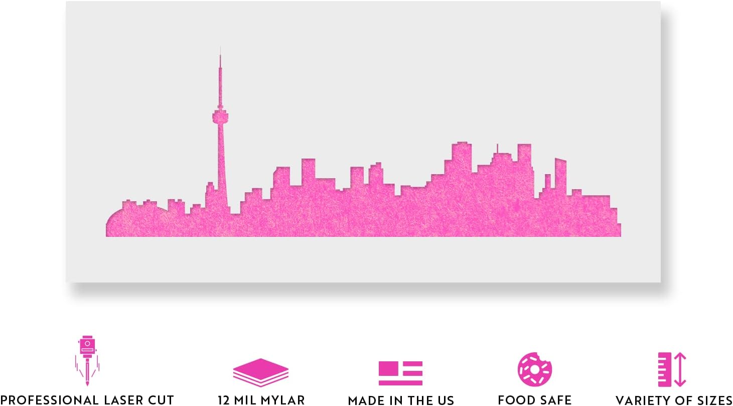 Toronto Skyline Stencil - Easy-to-Use for Personalized Luggage and Gear Decor, Mylar Toronto Skyline Stencil