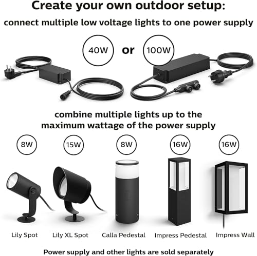 Image of Philips Hue Outdoor 100W Power Supply Black - Connect Multiple Hue Outdoor Low Voltage Lights up to Total of 100W - 1 Pack - Requires Hue Bridge - Weatherproof