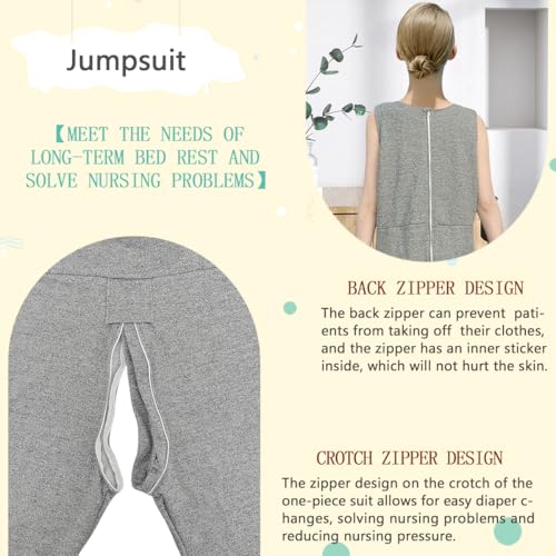 Image of Unisex Anti-Strip Adaptive Jumpsuit with Back-Zipper,Vest Trousers,Suitable for Seniors,Dementia Patient,Alzheimer's Patients,Incontinence Care