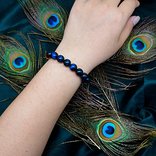 Pozanki Peacock Triple Protection Bracelets For Women Men, Healing Crystal Chakra Tiger Eye Beaded Bracelets, Semi Precious Gemstone Stretch Bracelets For Stress Relief, Feng Shui, Good Mood And Lucky #TOP5