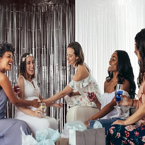 Image of Hampton Distribution 2 Pack Black & White Streamers Party Backdrop, 39 inchW x 78 inchL Modern Foil Fringe Curtains, Black & White, Holiday Theme
