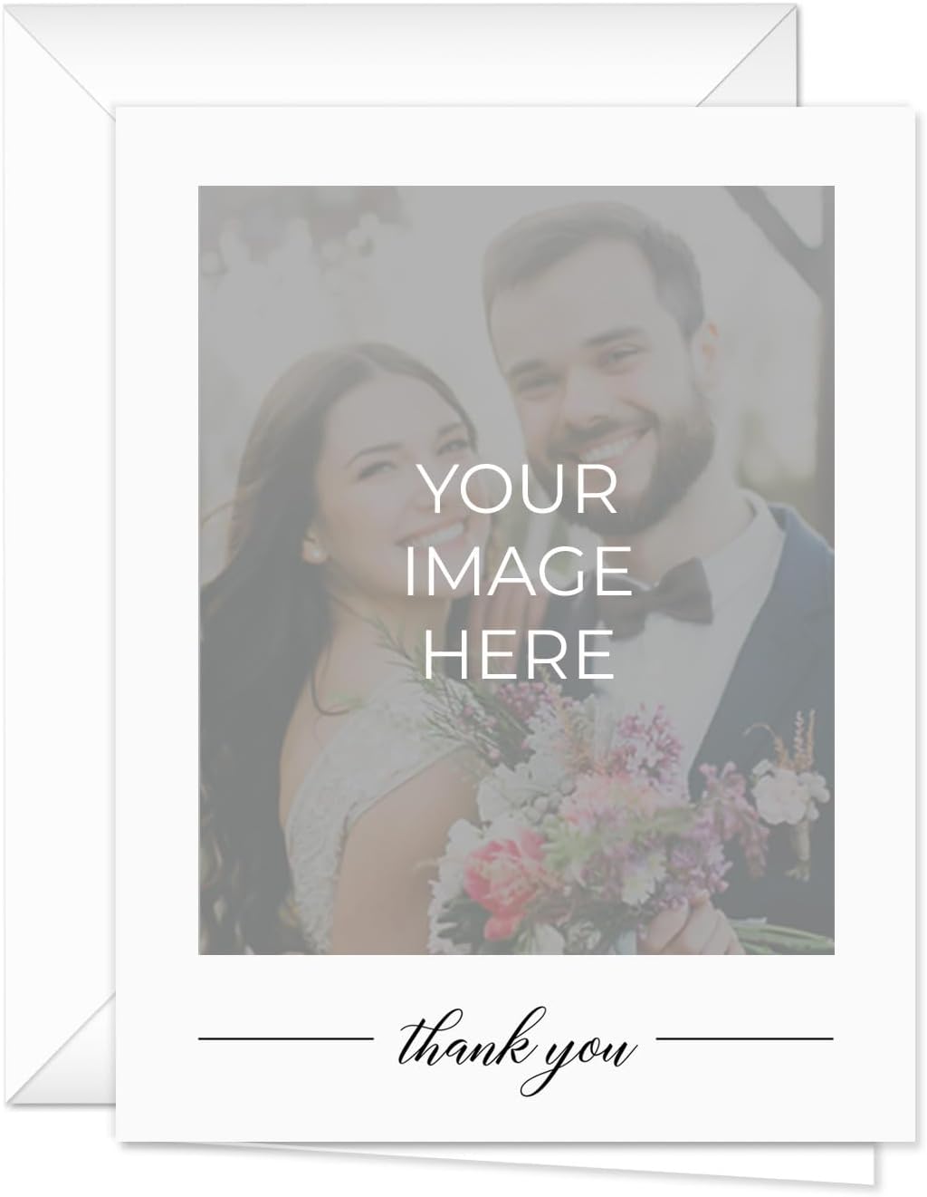 SBLABELS Personalized Simple Photo Thank You Cards / 100 Modern All Occasion Custom Bulk Thanks Note Cards With White Envelopes / 4 1/4" x 5 1/2" Wedding Anniversary Appreciation Greeting Cards