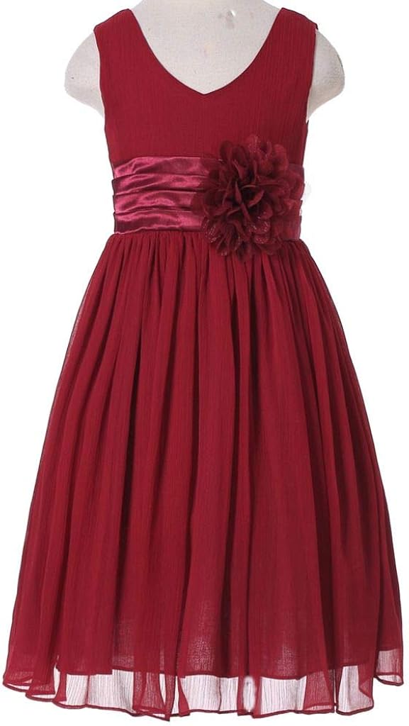 Bow Dream Junior Bridesmaids V-Neckline Chiffon Flower Girl Dress: Clothing, Shoes & Jewelry