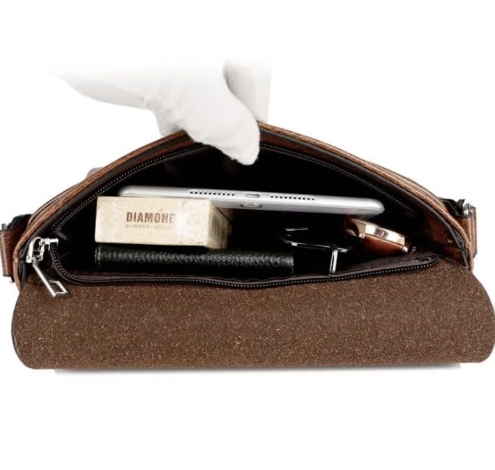 Image of KELLANDY Men's Leather Messenger Bag, Brown Crossbody Shoulder Bag with Adjustable Strap, Business Travel Satchel