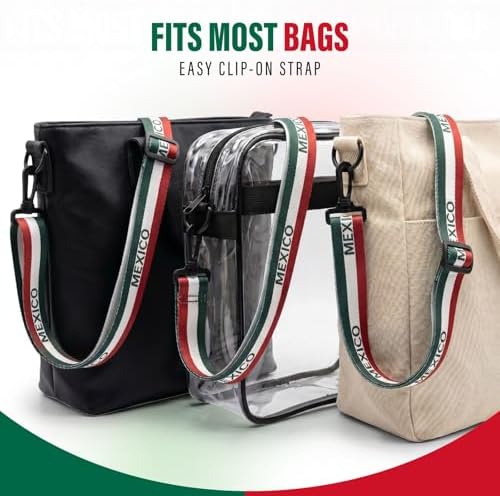 Crossbody Purse Strap Replacement for Clear Bag for Stadium Events β Adjustable 1.5β Wide Woven Strap for Stadium Bags, Tote & Handbags β Game Day, Soccer & Concerts - (Mexico Flag Design) - 4